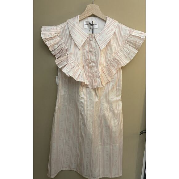 Sindiso Khumalo Raw Silk Designer Pink White Mini Dress Size Small New MSRP$1620 - Picture 4 of 14